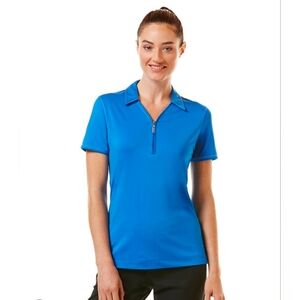 Calloway Opti Dri Womens XL Golf Shirt Blue Short Sleeve Polo V-neck Zipper Used
